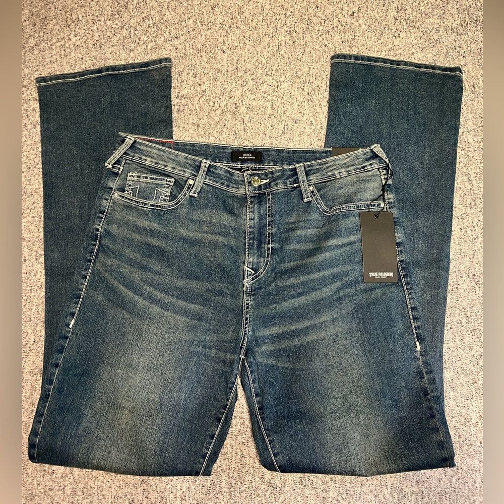 True Religion Men’s Washed Blue Straight Jeans